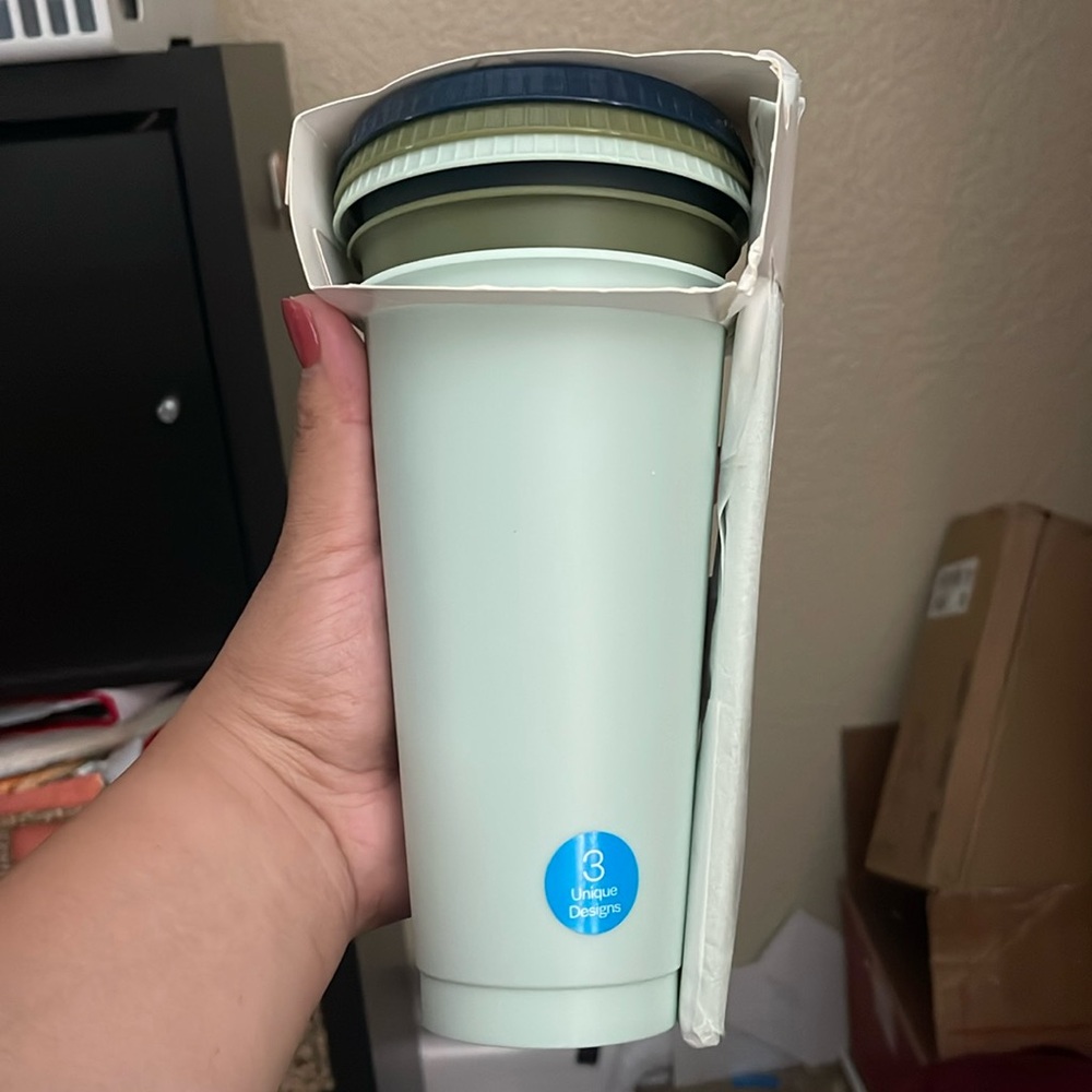 Reusable Cold Cups 3 pack Black, Green, & Mint